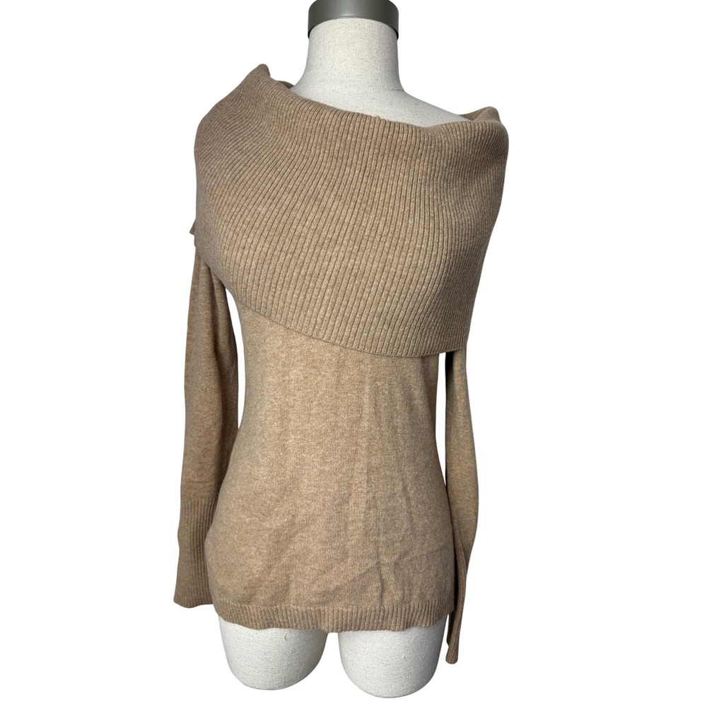 Banana Republic Merino Cashmere Blend Cowl Neck Sweater Tan Small old money corp